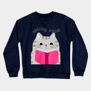 Breathe N Read Cat Sticker Crewneck Sweatshirt